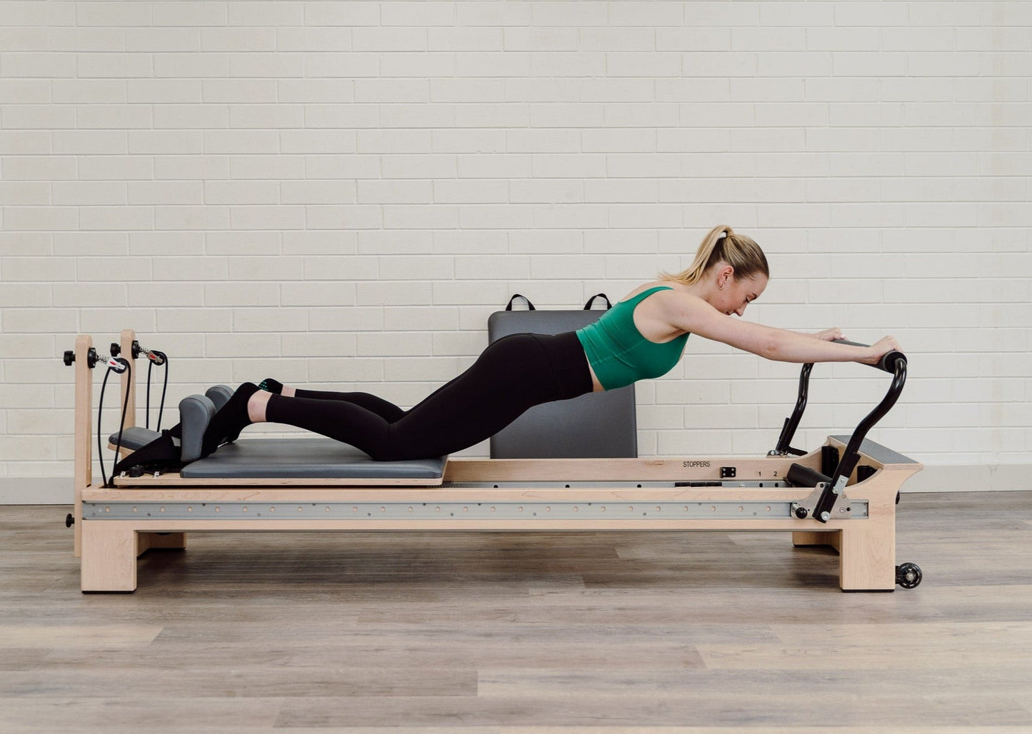 Elite Wood Reformer with Full Sliding Footbar- Grey