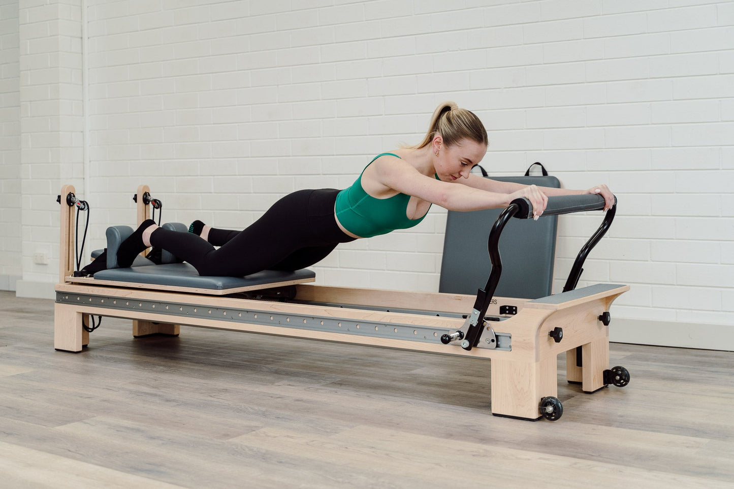 Elite Wood Reformer with Full Sliding Footbar- Grey