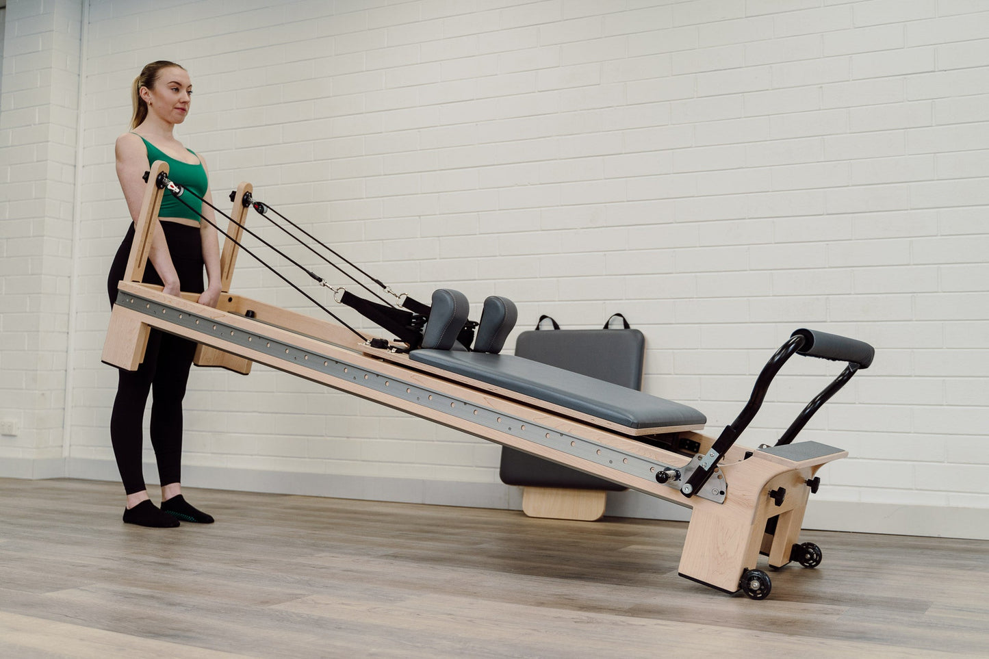 Elite Wood Reformer with Full Sliding Footbar- Grey